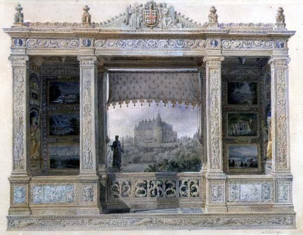 O Chateau Chatillon-Coligny-Montmorency, c.1820 (aguarela sobre papel) de Hilaire Thierry