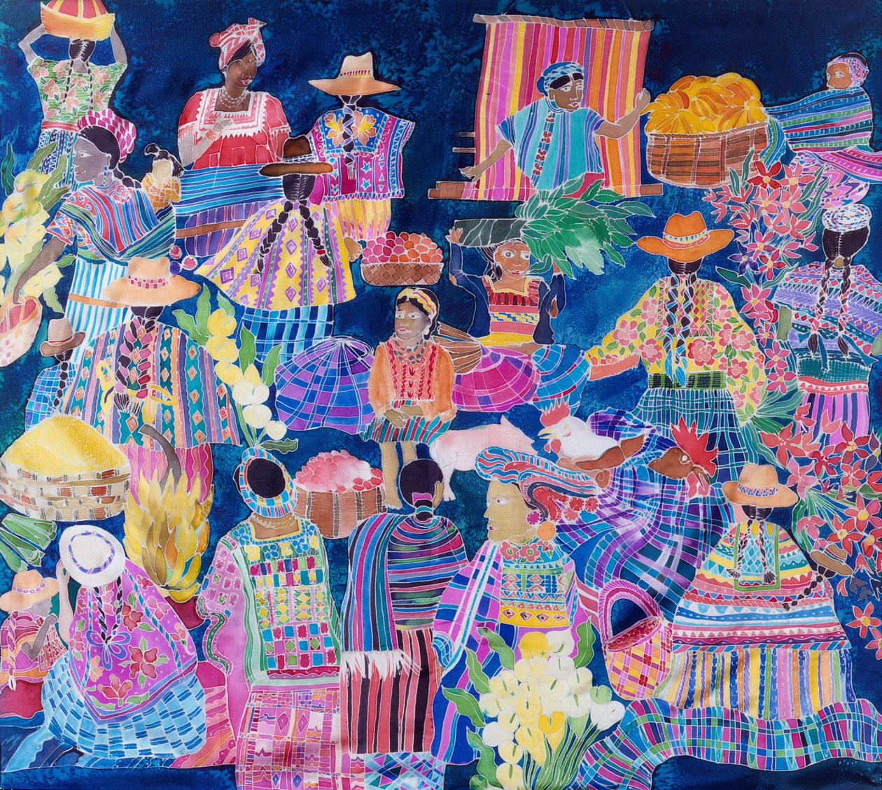 Guatemala Impressions (tintas coloridas em seda) de Hilary Simon