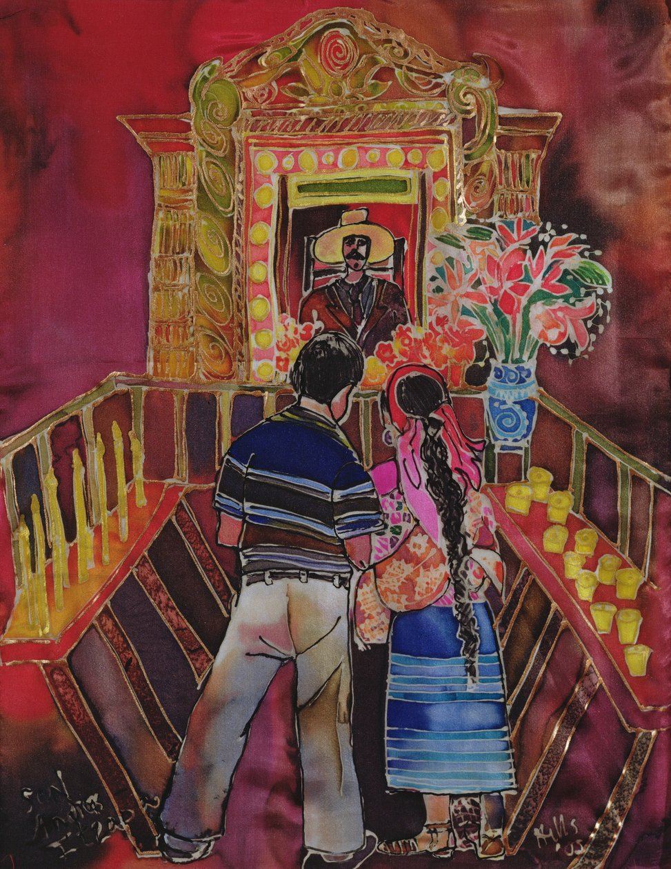 Casal Maia com Maximon, 2006 (corantes de seda) de Hilary Simon