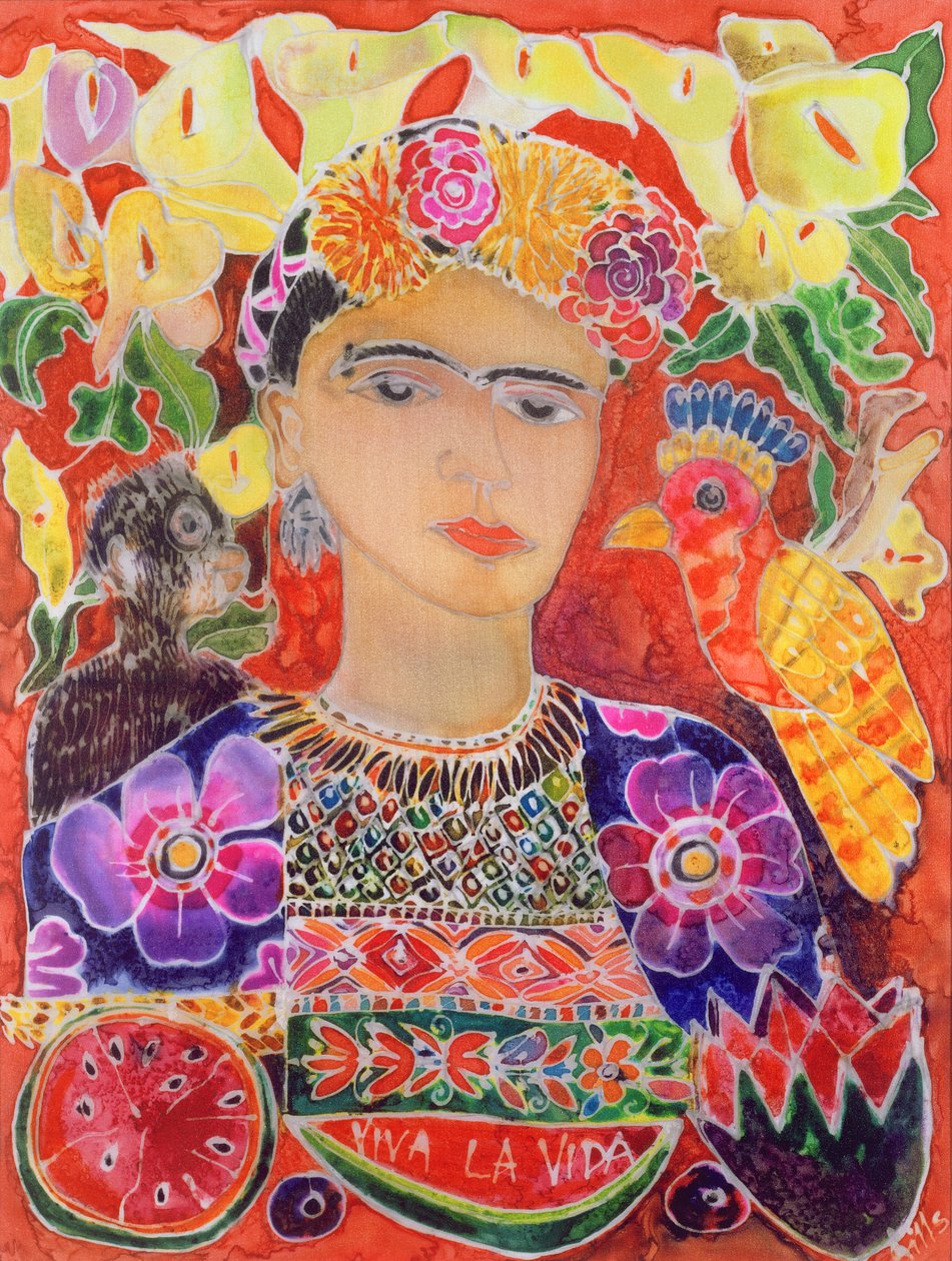 Respeito a Frida Kahlo, 2002 (tinta colorida sobre seda) de Hilary Simon