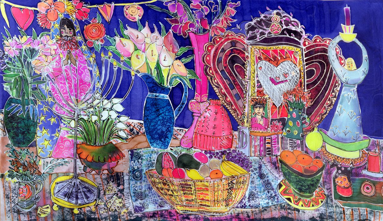 Natureza morta com o coração de Kyra, 2005 (corantes de seda) de Hilary Simon