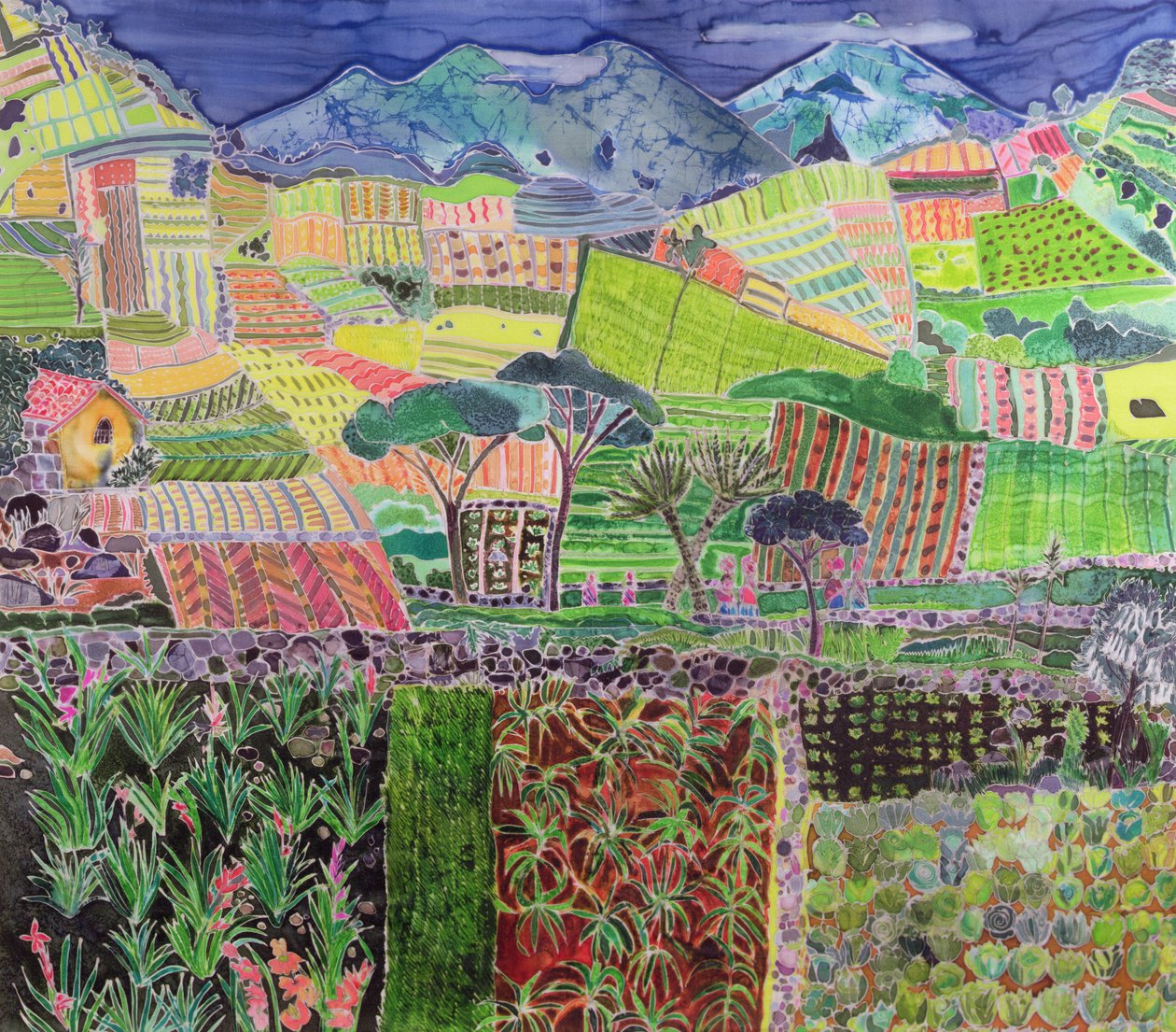 Cabbages and Lillies Revisited, Guatemala, 2006 (tinturas em seda) de Hilary Simon