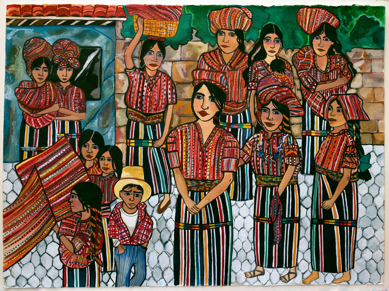 Guatemalen Girls, Solola, 2023 (aguarela sobre papel) de Hilary Simon