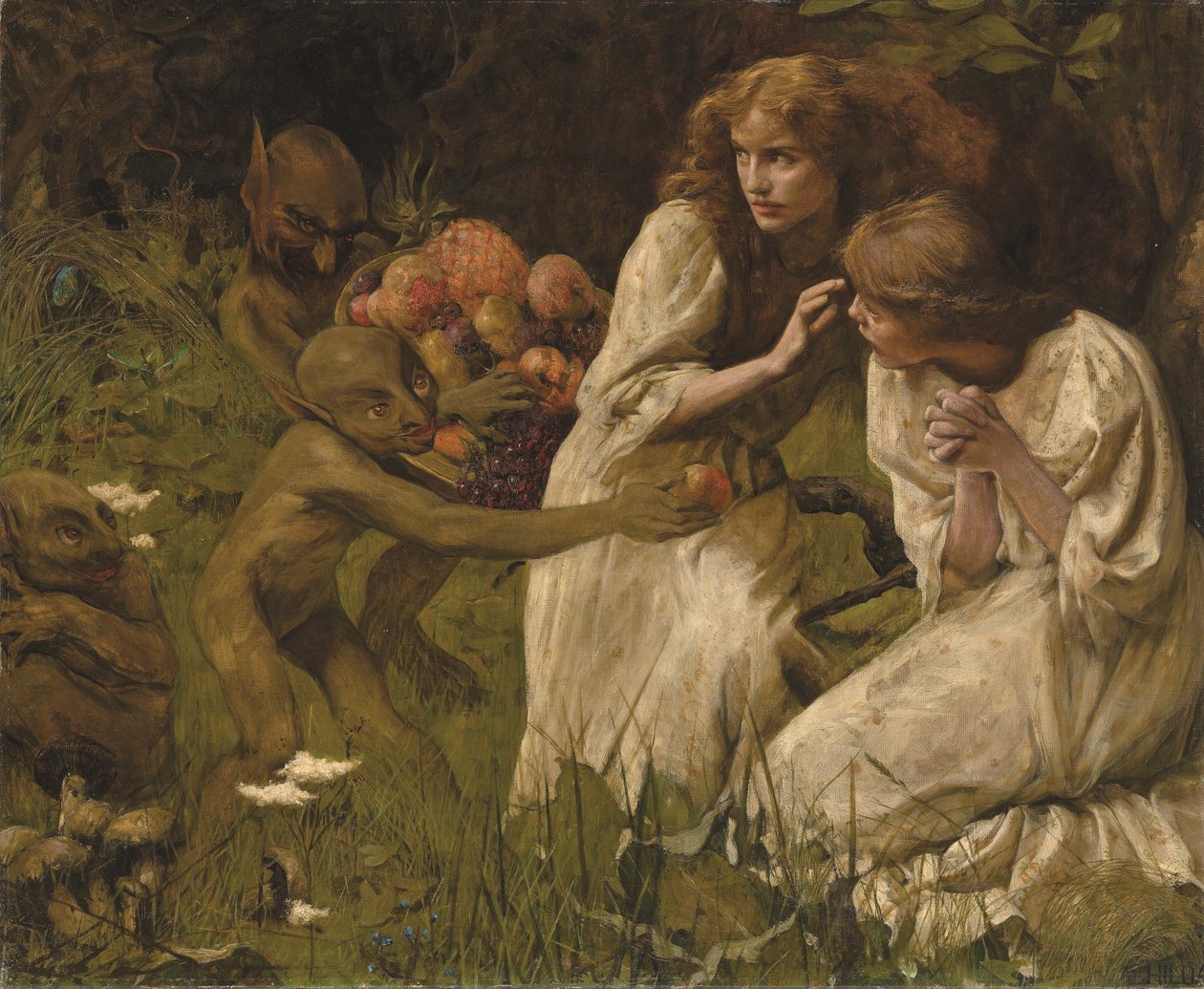 O mercado dos duendes (óleo sobre tela) de Hilda Koe