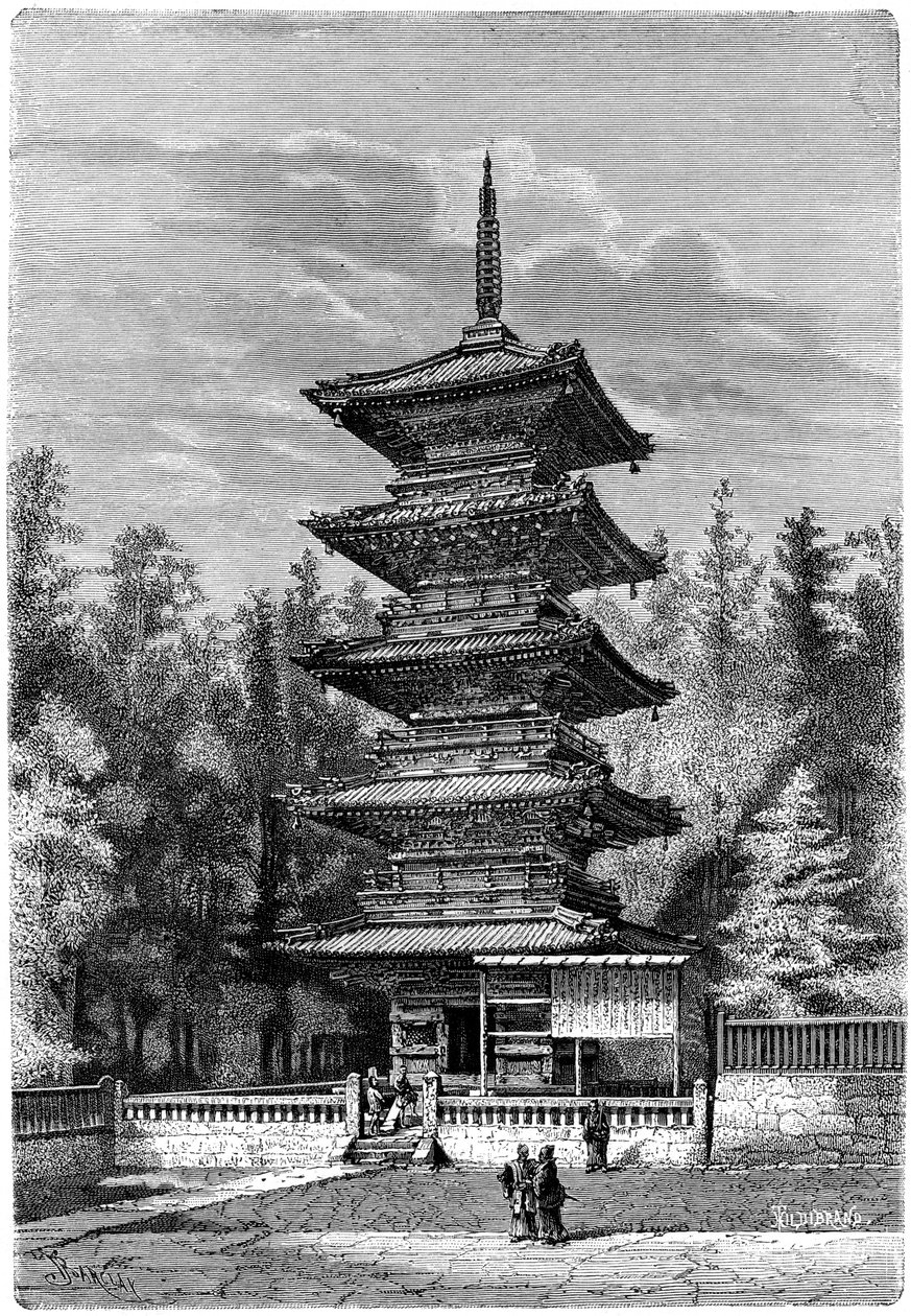 Templo budista, Nikko, Japão, 1895. de Hildibrand