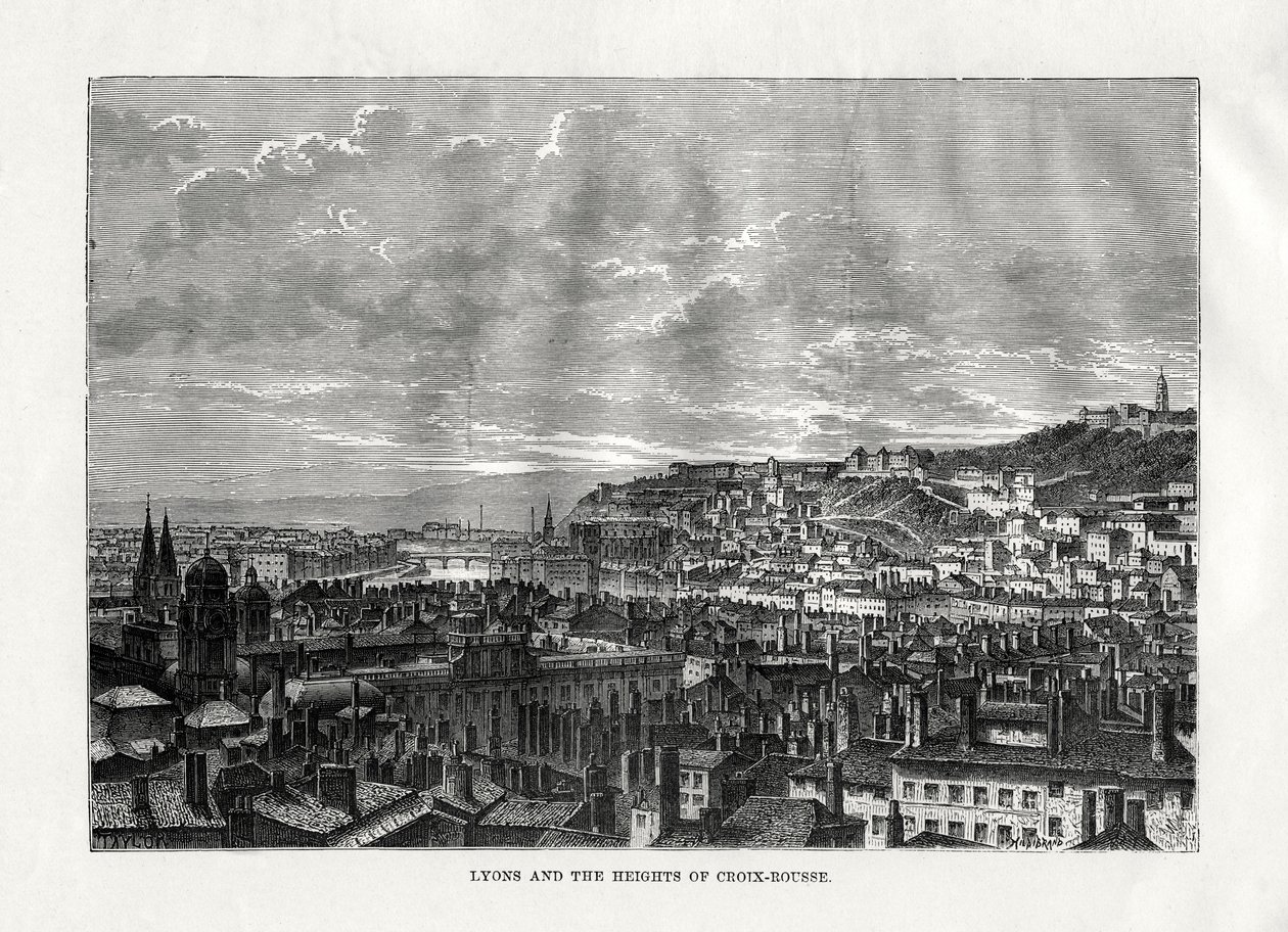Lyon e as alturas de Croix-Rousse, França, 1879 de Hildibrand