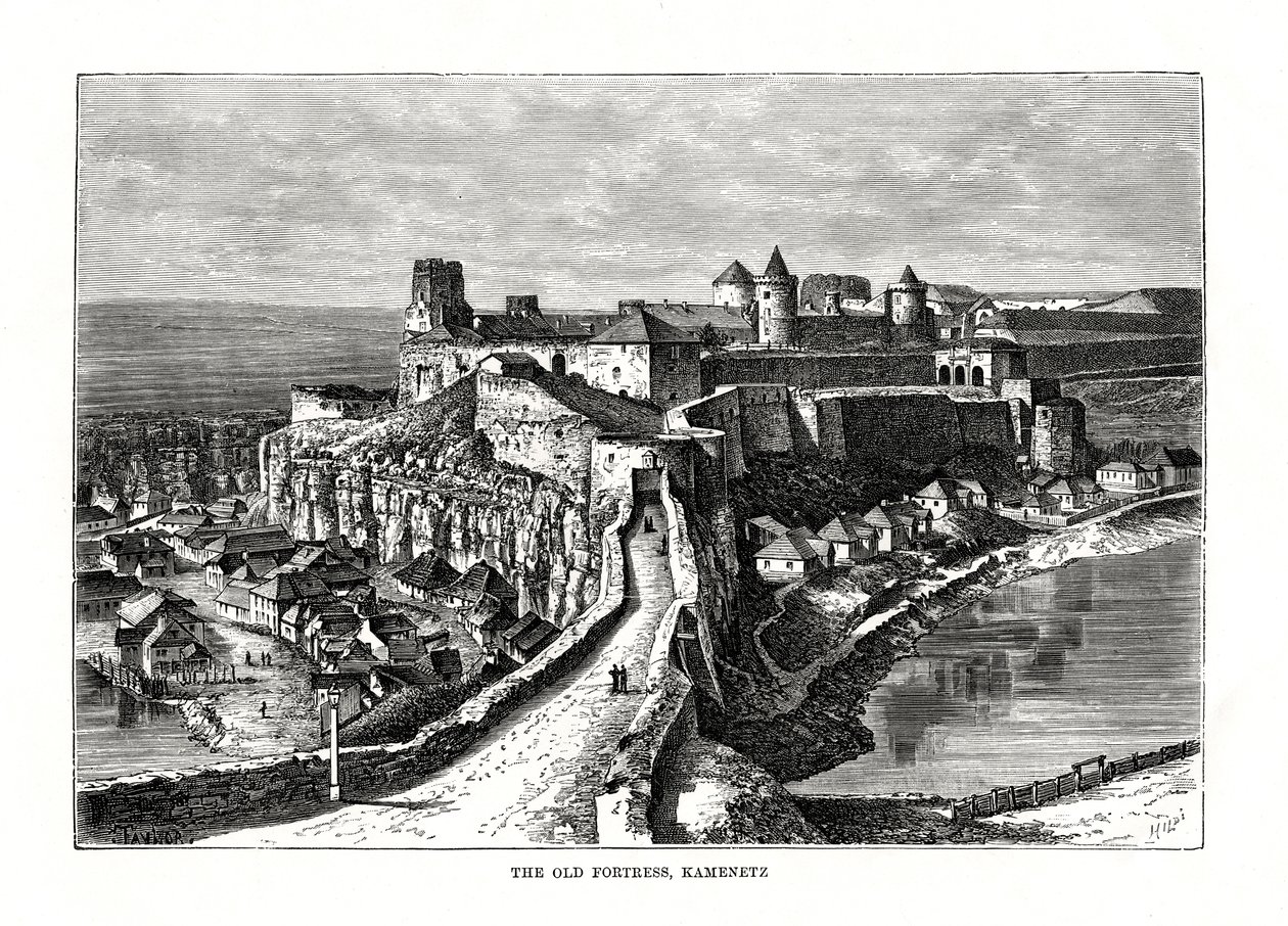 A antiga fortaleza, Kamenetz, Ucrânia, 1879 de Hildibrand