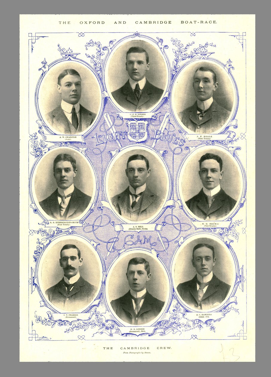 Tripulação de Cambridge, Oxford e Regata de Barcos de Cambridge, 1898. de Hills and Saunders