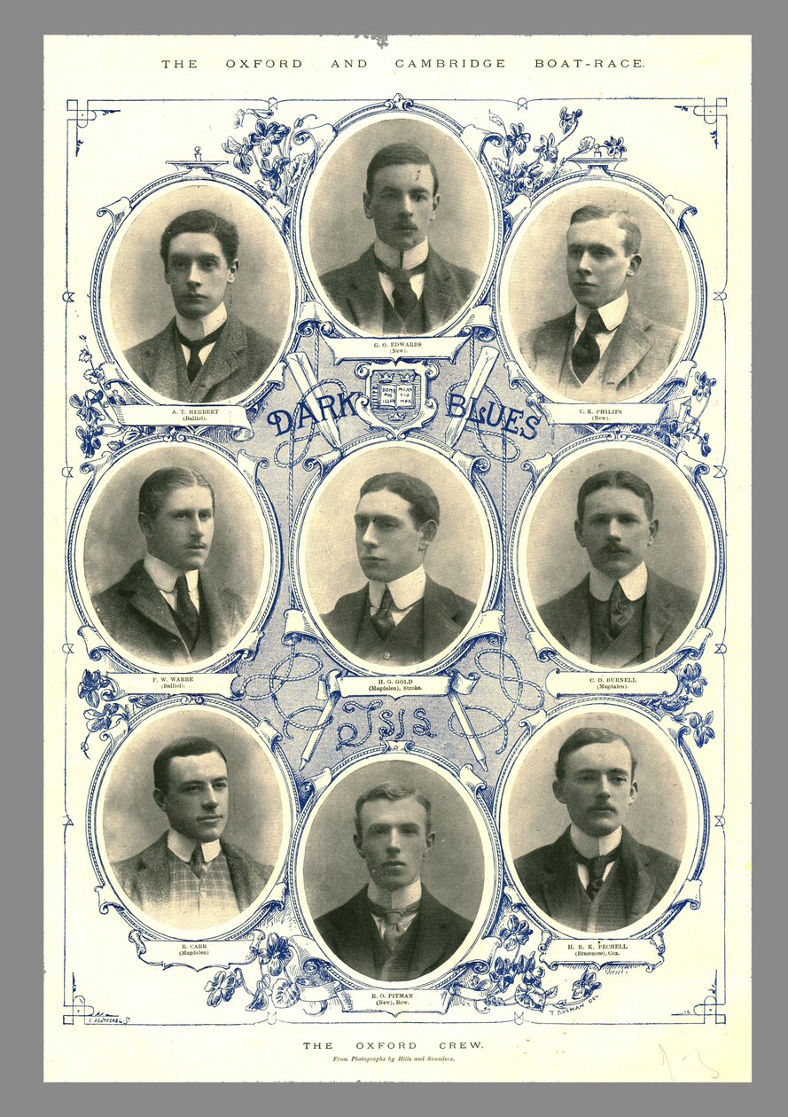 Tripulação de Oxford, Oxford e Regata de Barcos de Cambridge, 1898 de Hills and Saunders