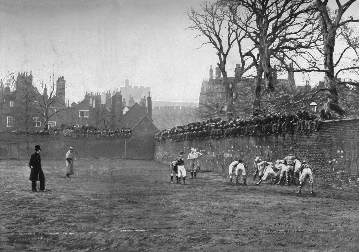 O jogo da parede em Eton: dia de St. Andrews - Oppidan v. Faculdades, c1900, 1903 de Hills and Saunders