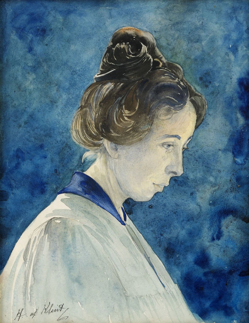 Auto-retrato, c.1890 (aguarela sobre papel) de Hilma af Klint