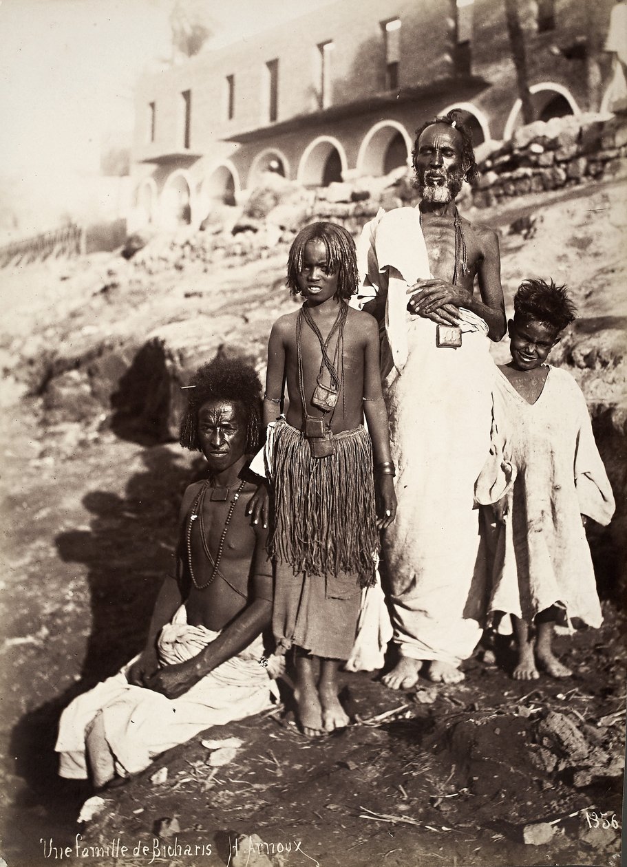 Uma família de Bicharis (impressão de albume) de Hippolyte Arnoux