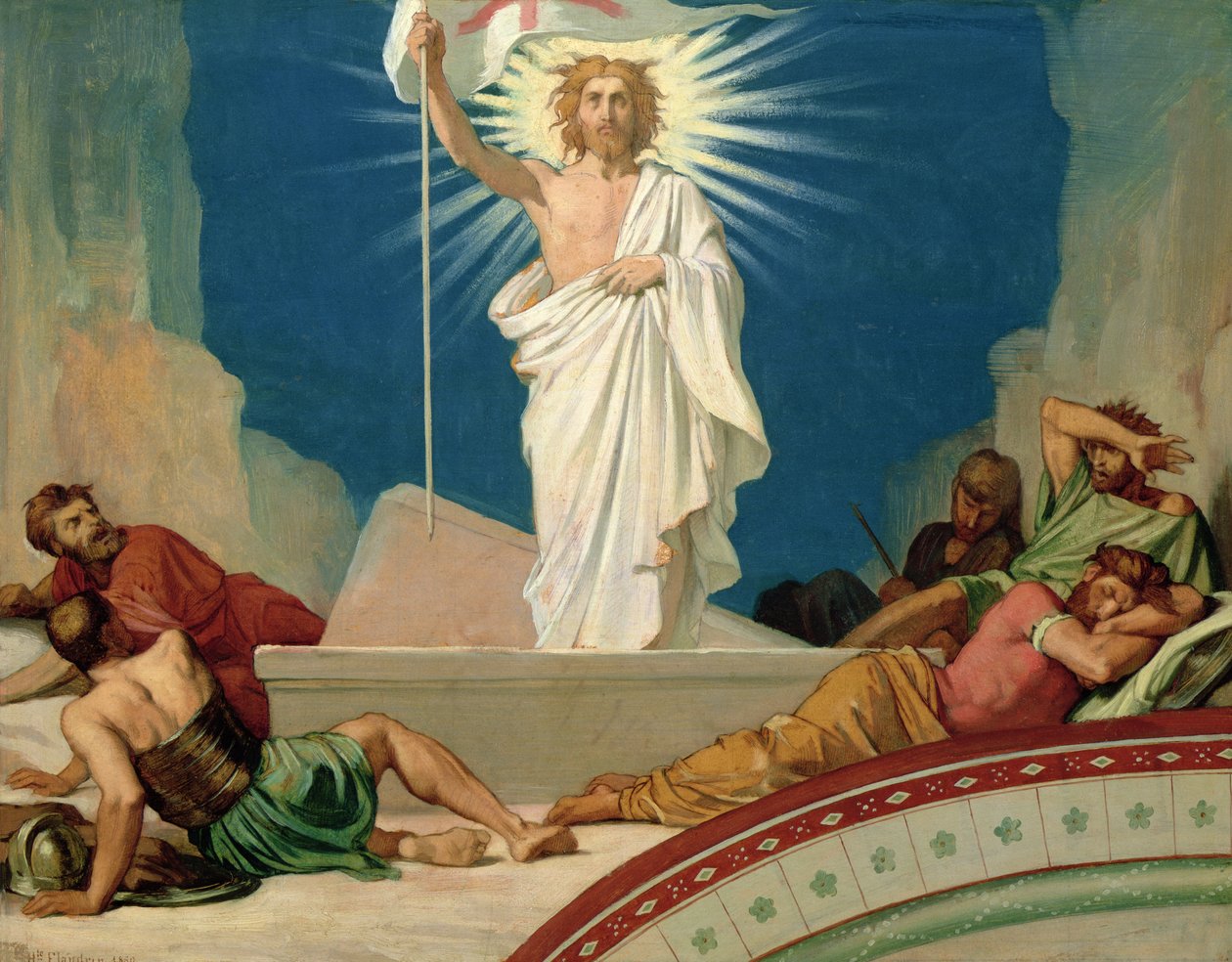 Estudo para a ressurreição de Cristo, 1860 (óleo no cartão) de Hippolyte Flandrin