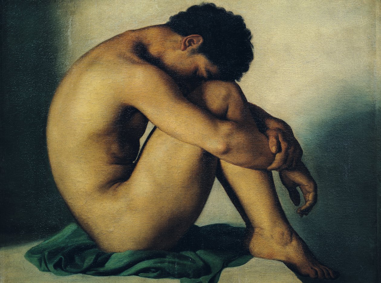 Estudo de um jovem nu de Hippolyte Flandrin