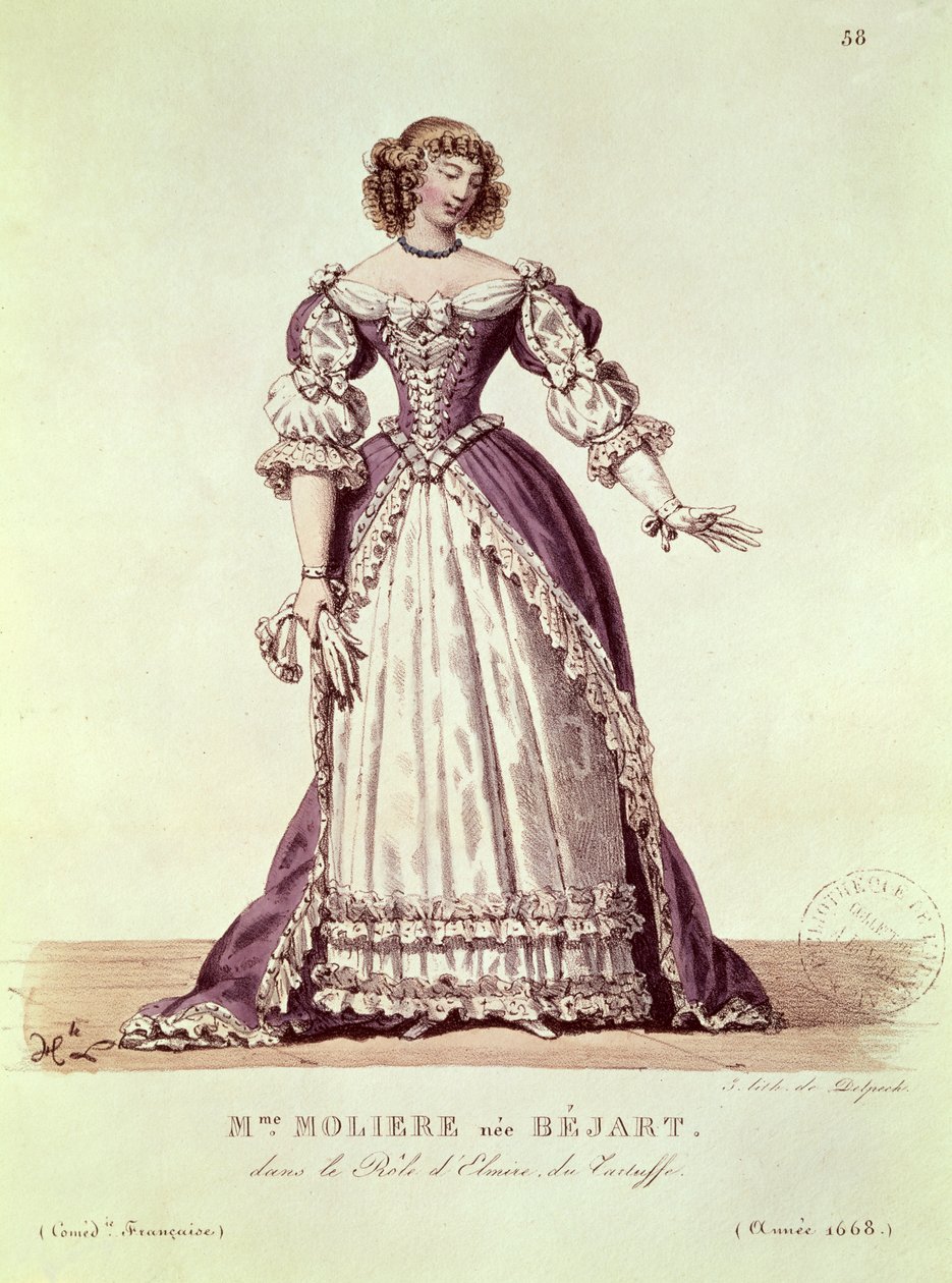 Madame Molière, nee Armande Bejart (1642-1700) no papel de Elmire em &39;Le Tartuffe&39; de Molière (1622-1673) de Hippolyte Lecomte