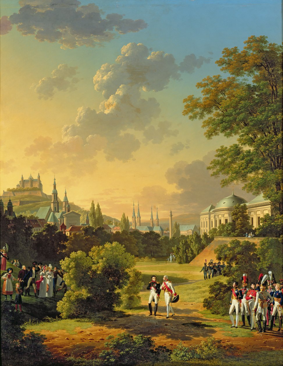 Encontro entre Napoleão I (1769-1821) e Ferdinand III (1769-1824) grão-duque da Toscana em Wurtzburg, outubro de 1806, 1813 de Hippolyte Lecomte
