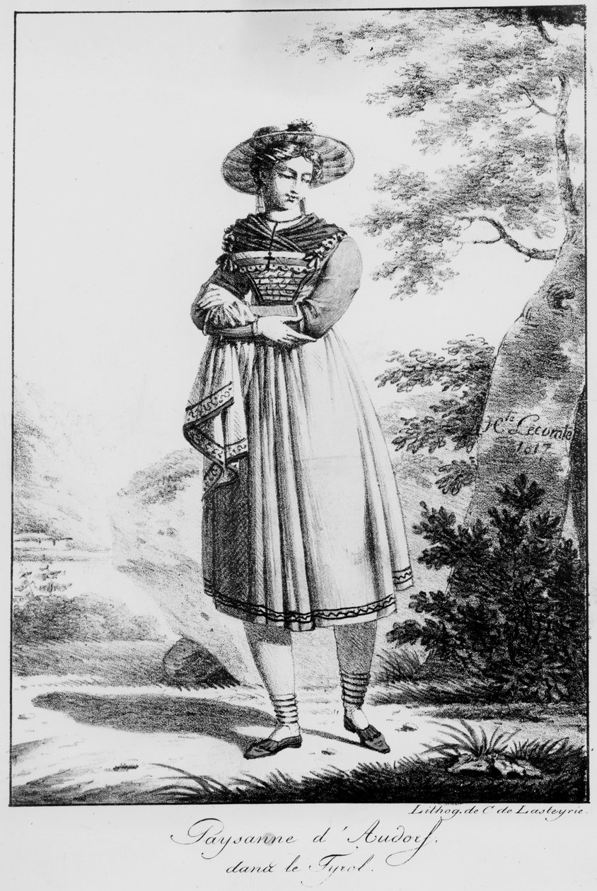 Camponês Audorf no Tirol, 1817 (litografia) de Hippolyte Lecomte