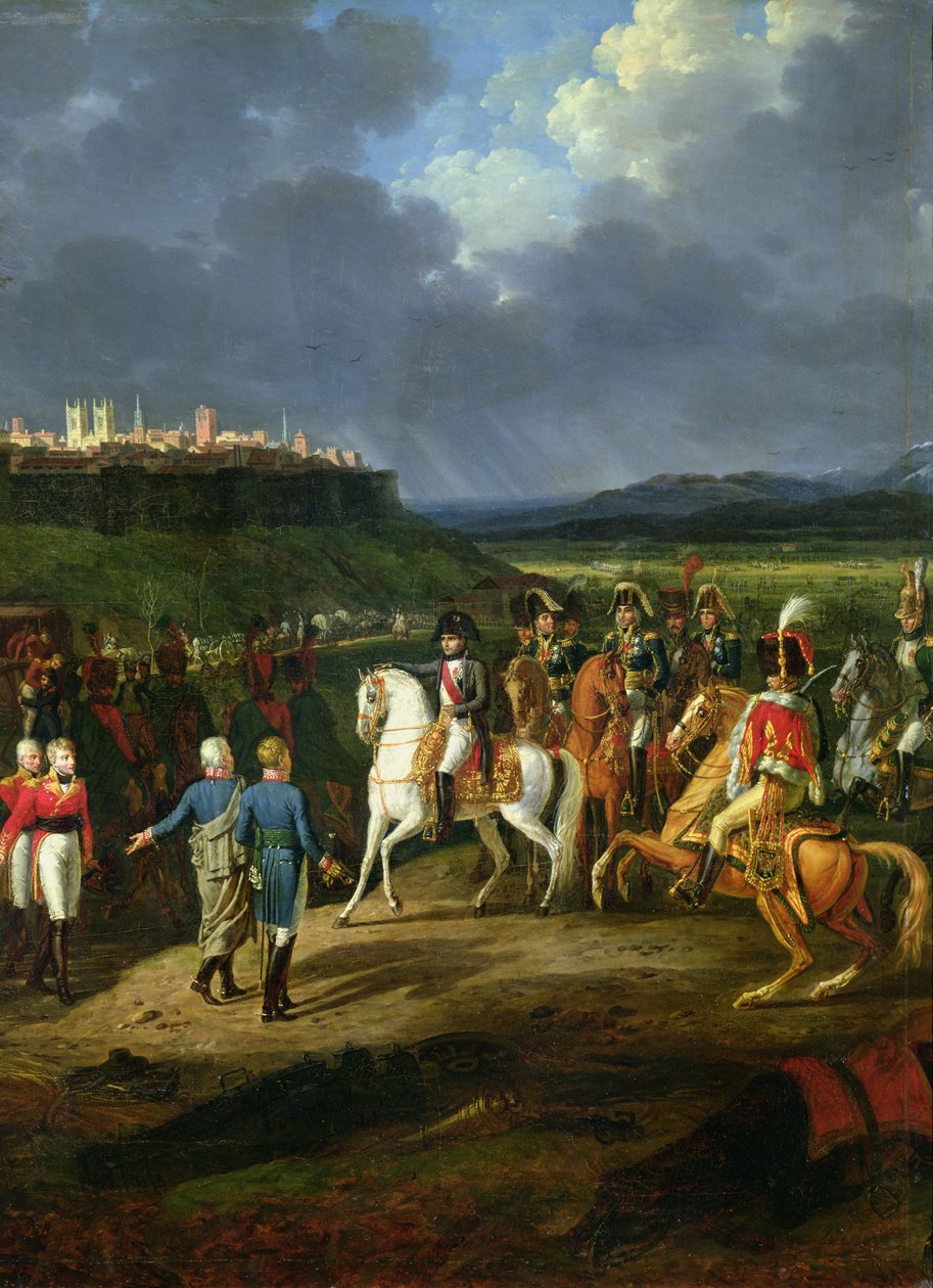 Os prisioneiros ingleses em Astorga sendo apresentados a Napoleão Bonaparte (1769-1821) em 1809, 1810 (detalhe de 176236) de Hippolyte Lecomte