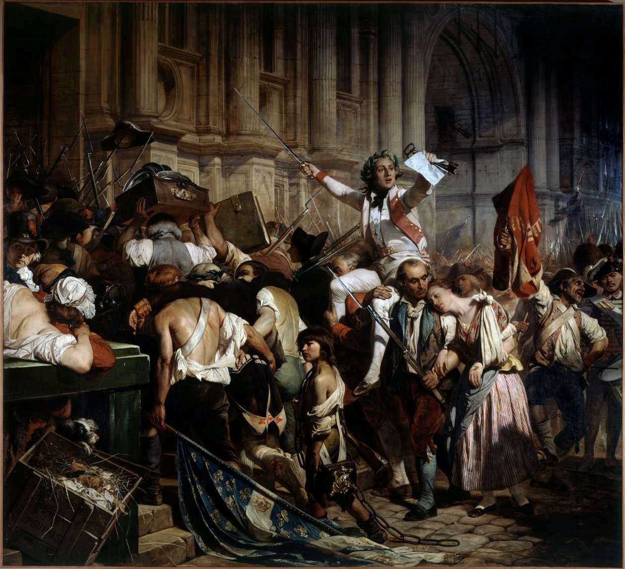 Revolução Francesa: "Os conquistadores da Bastilha em frente ao Hotel de Ville de Paris em 1789" por Hippolyte Delaroche (1797-1856) 1839 de Paul Delaroche