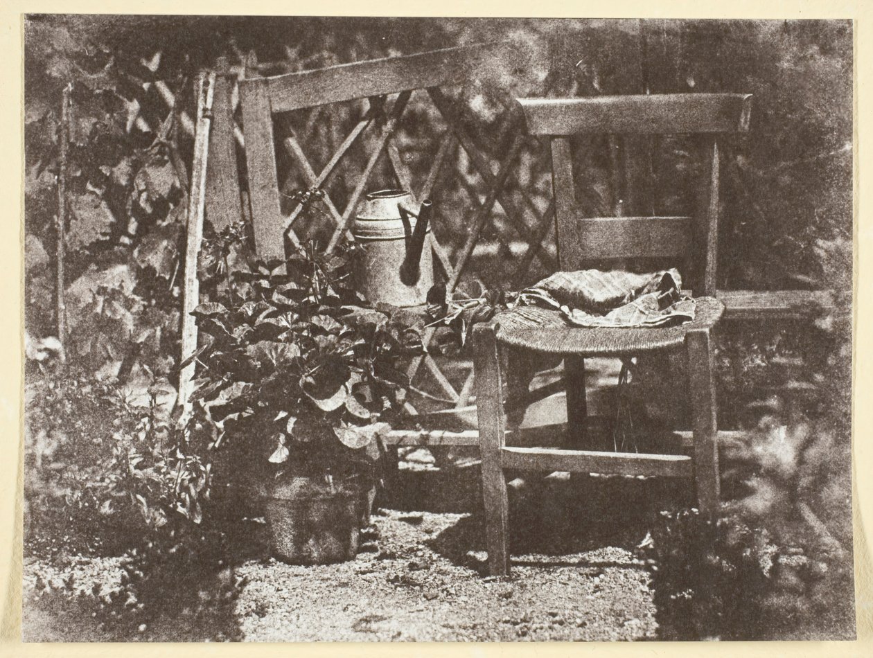 Cadeira em um jardim, 184250, impresso em 1965. de Hippolyte Bayard