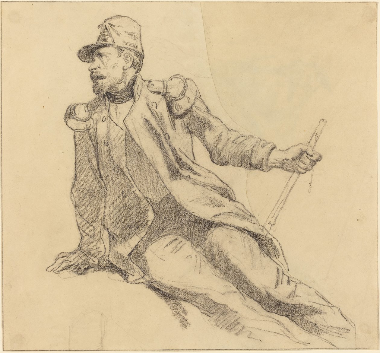Um soldado sentado de Hippolyte Bellange