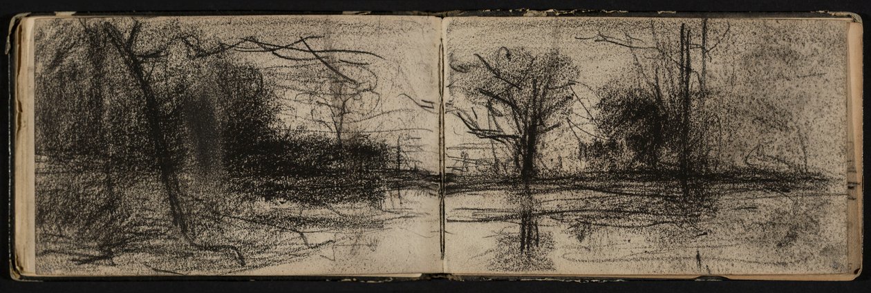 Paisagem com lagoa (página de um caderno de esboços) de Hippolyte Boulenger