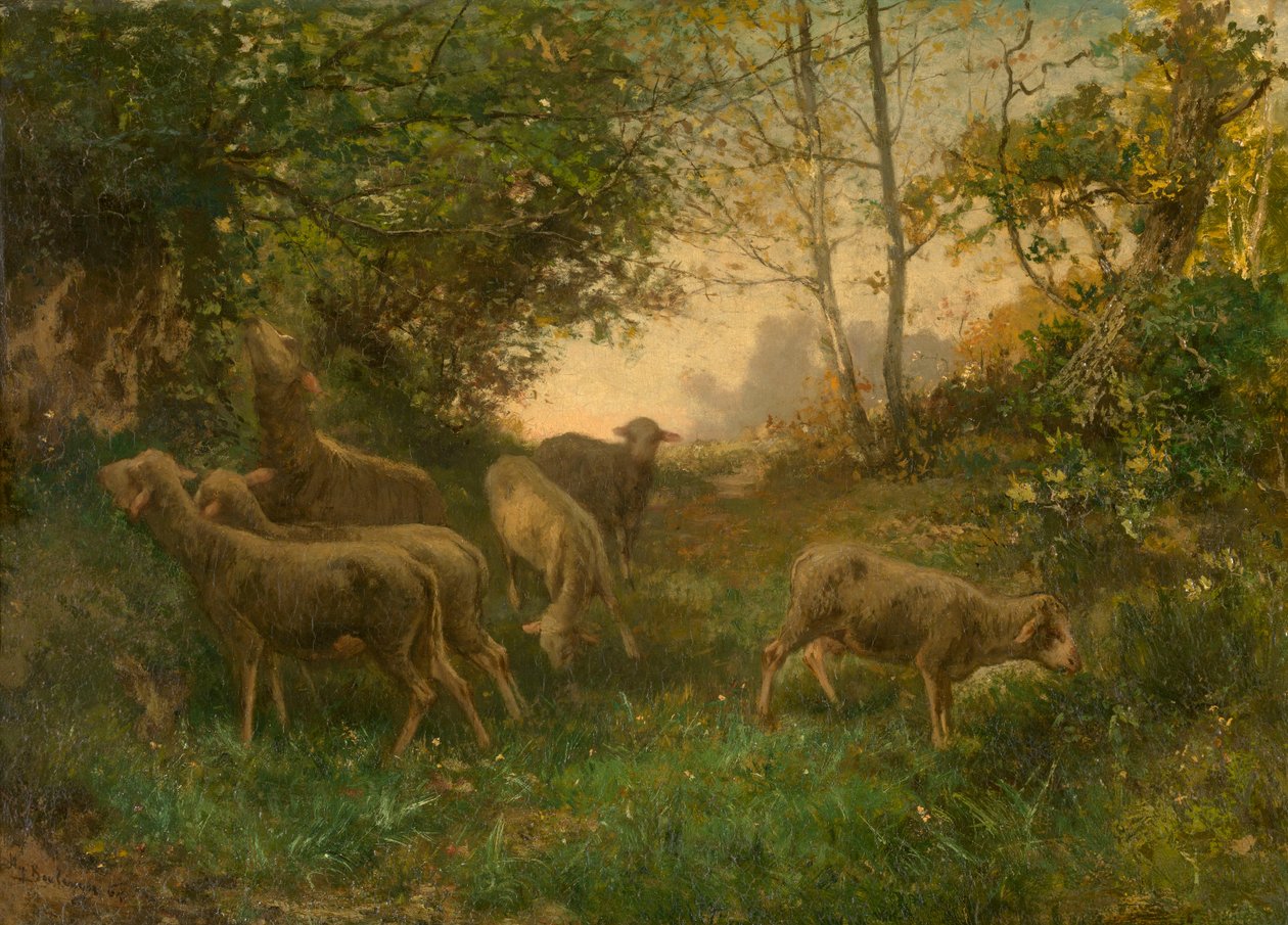 Ovelhas à beira do bosque de Hippolyte Boulenger