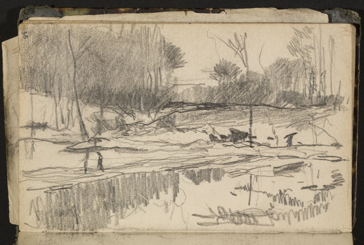 Mulher sentada, apoiada no cotovelo (página de um caderno de esboços) de Hippolyte Boulenger