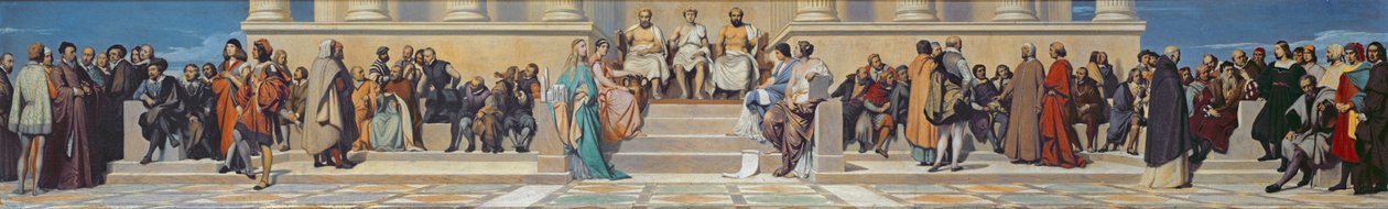 Hemiciclo da École des Beaux-Arts, c.1836-41 (óleo sobre papel colado sobre tela) de Hippolyte Delaroche