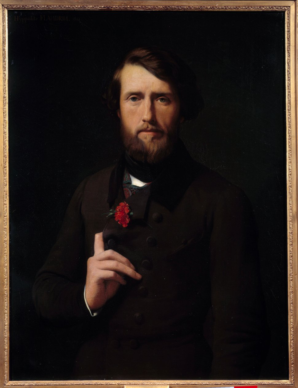 Retrato do Conde Félix de Arjuzon (1800-1874) Pintura de Hippolithe Flandrin (1809-1864) do século XIX. Sol 0,83x0,64 m de Hippolyte Flandrin