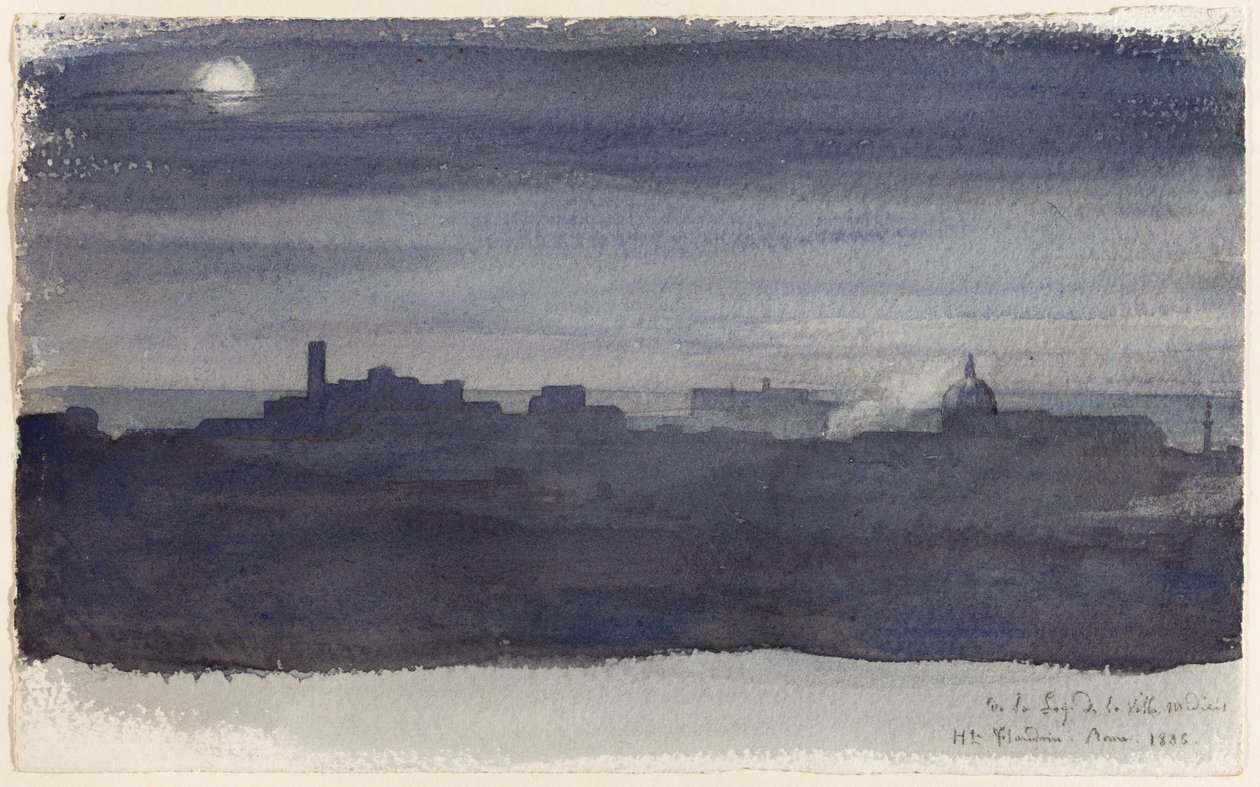 Vista de Roma à noite de Hippolyte Flandrin