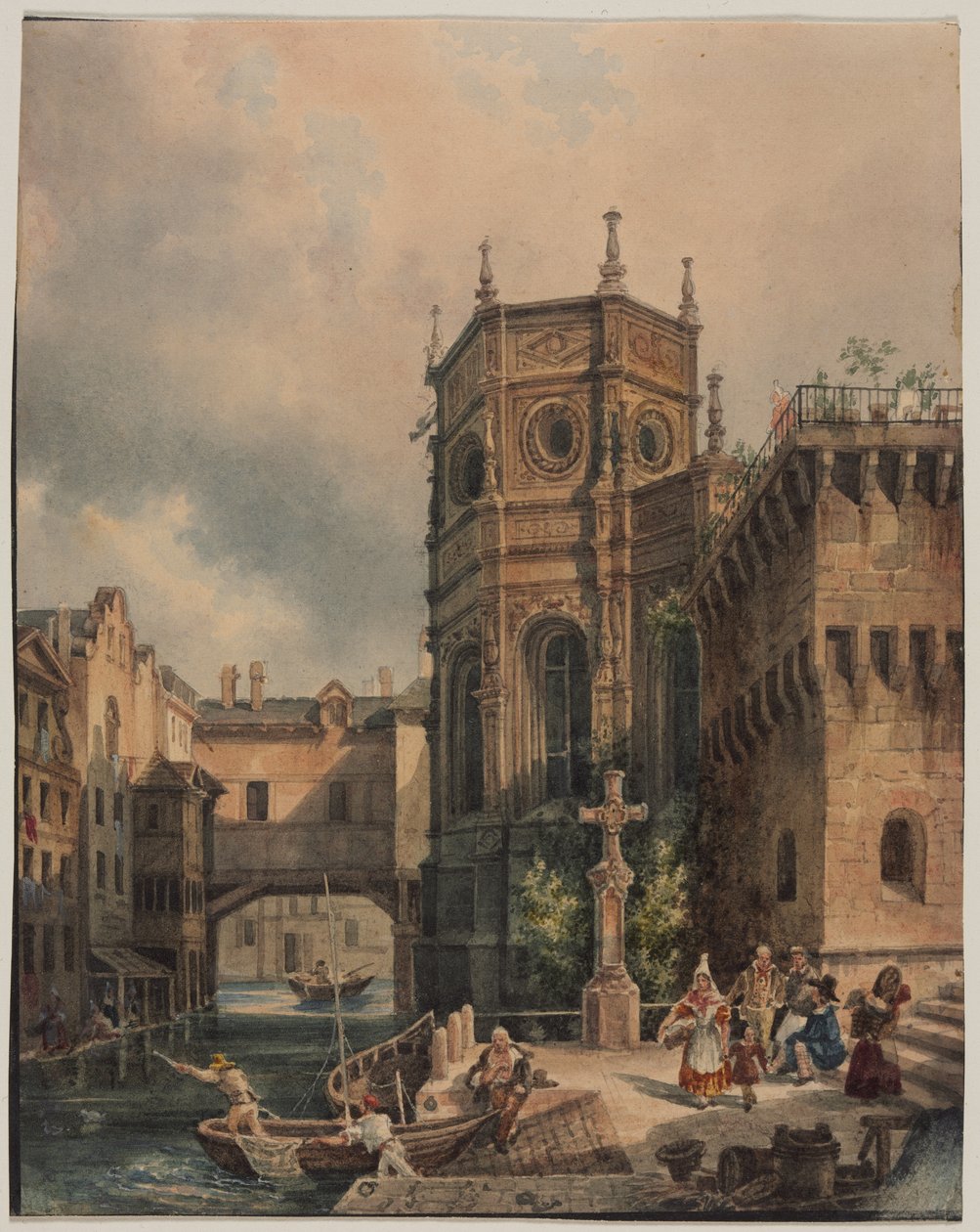 Cena em um canal de Hippolyte Jean Baptiste Garnerey