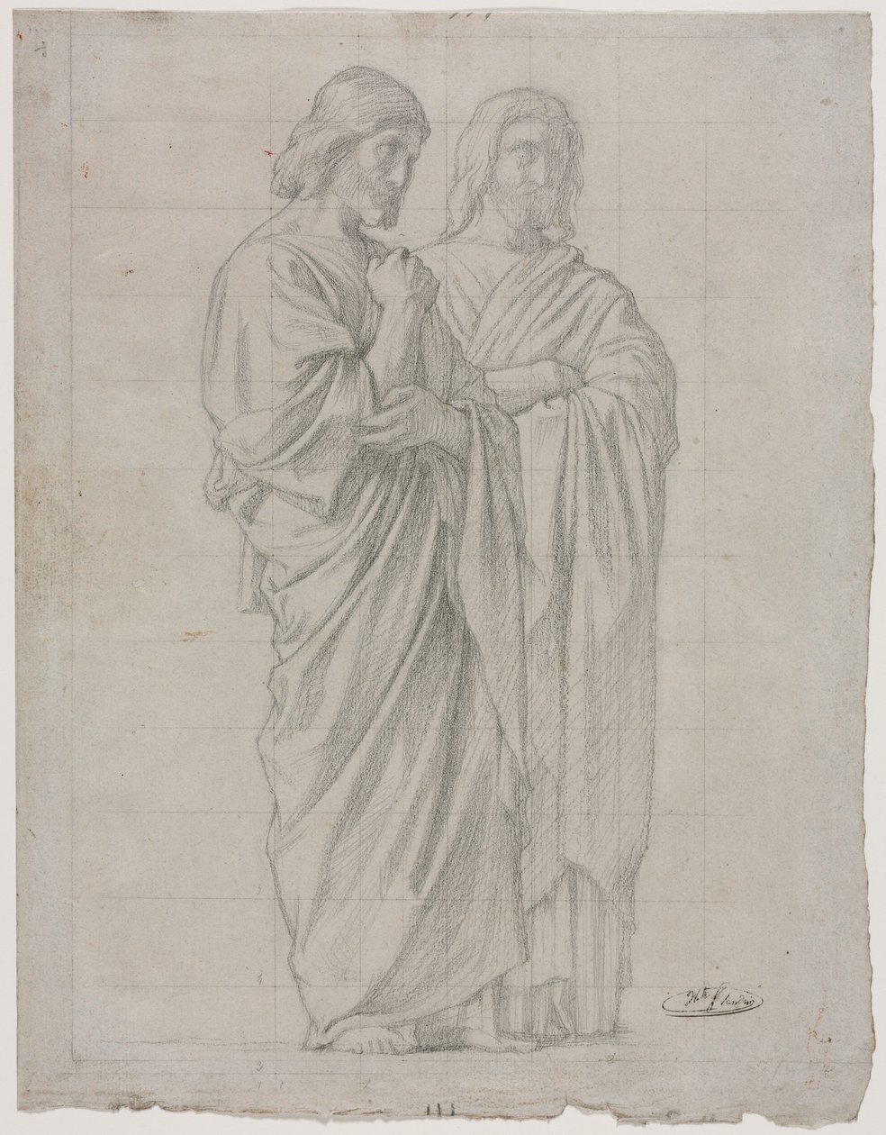 Duas Figuras em Pé (Estudo para a Seção Esquerda da Missão dos Apóstolos) de Hippolyte Jean Flandrin