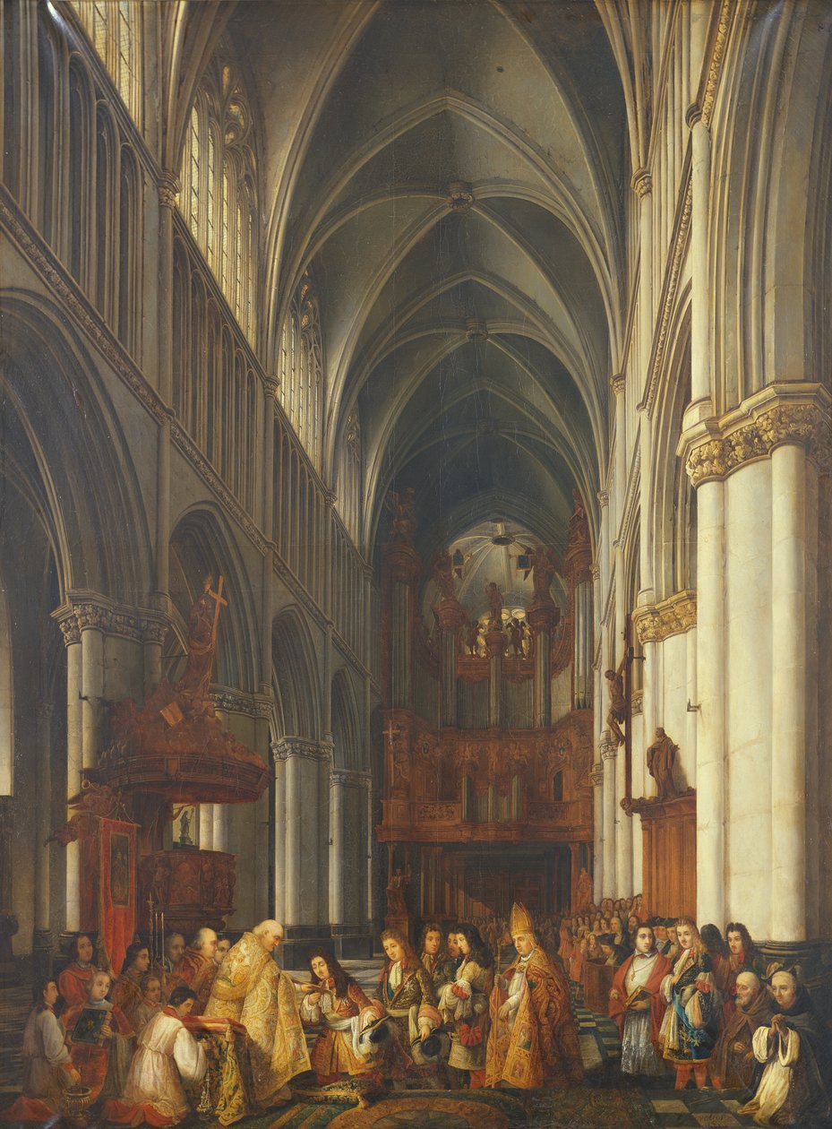 Entrada de Luís XIV (1638-1715) na Catedral de Saint-Omer, 1839 de Hippolyte Joseph Cuvelier