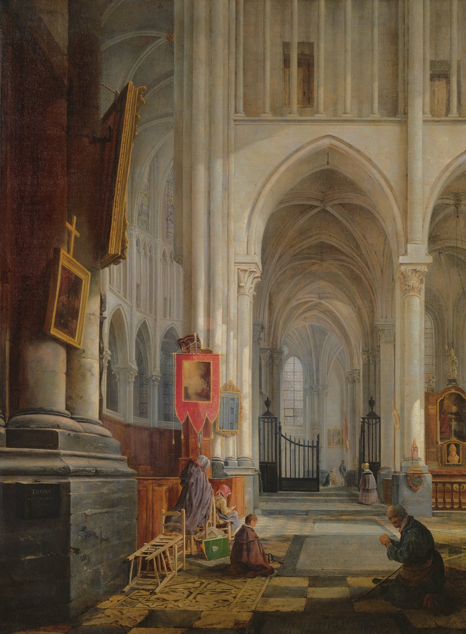 Interior da Catedral de St. Omer, 1836 de Hippolyte Joseph Cuvelier