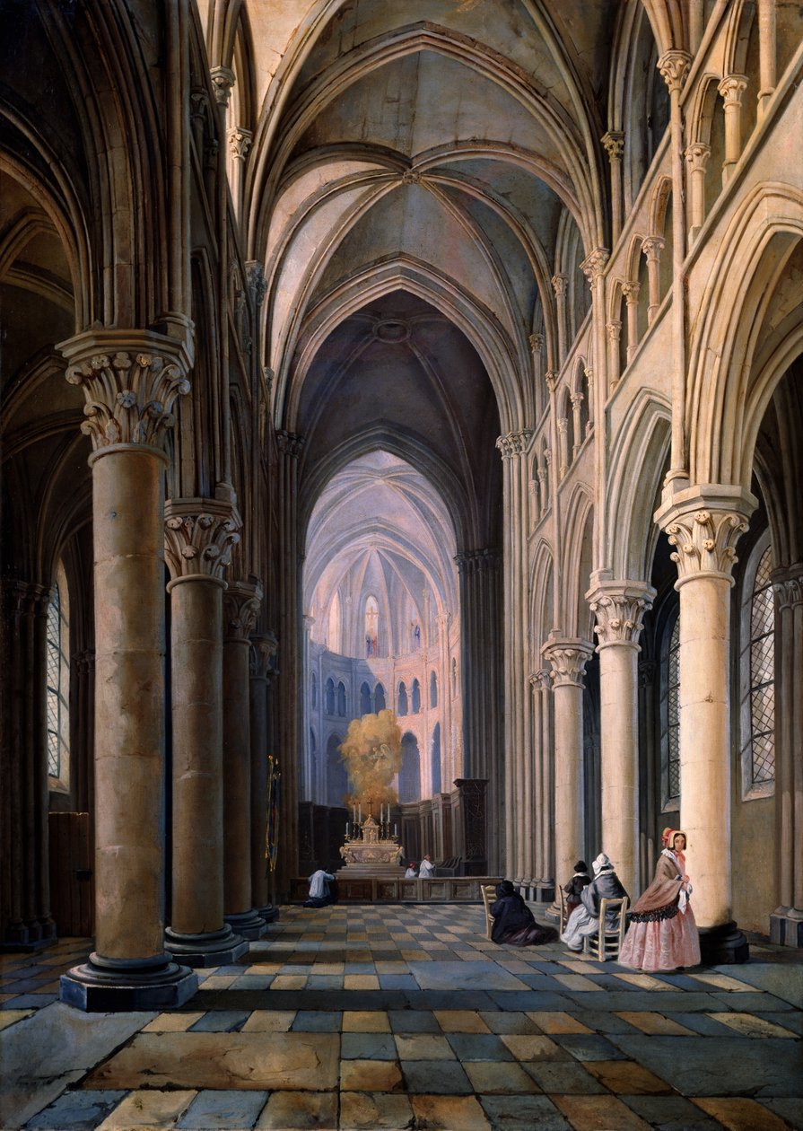 Interior de uma igreja de Hippolyte Joseph Cuvelier