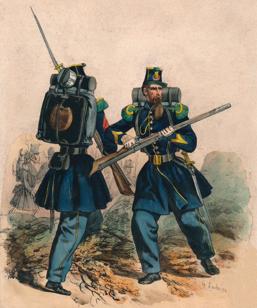 Chasseurs A Pied, meados do século XIX. de Hippolyte Lalaisse