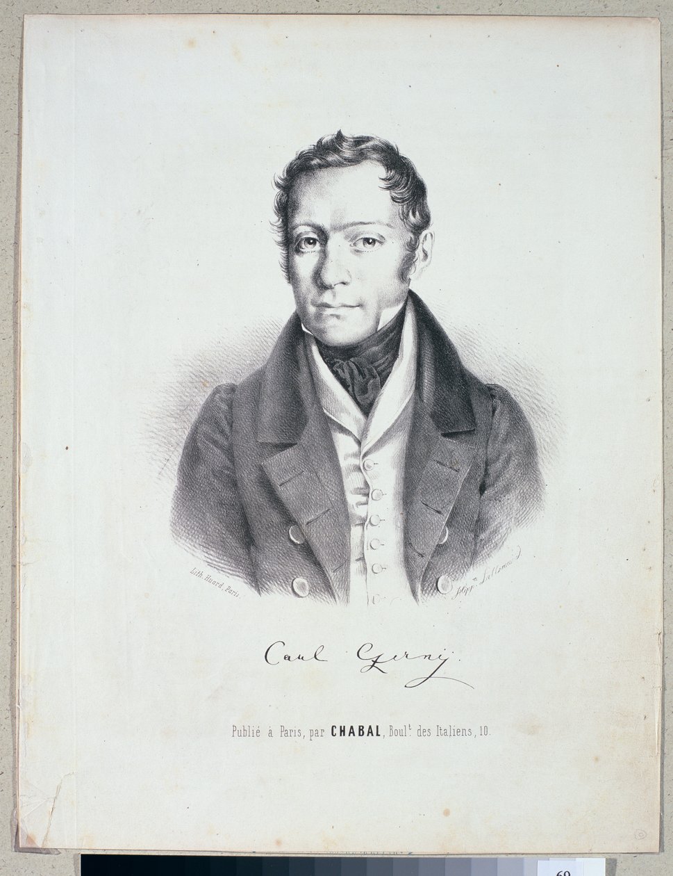 Carl Czerny (1791-1857) gravado por Huard de Hippolyte Lallemand