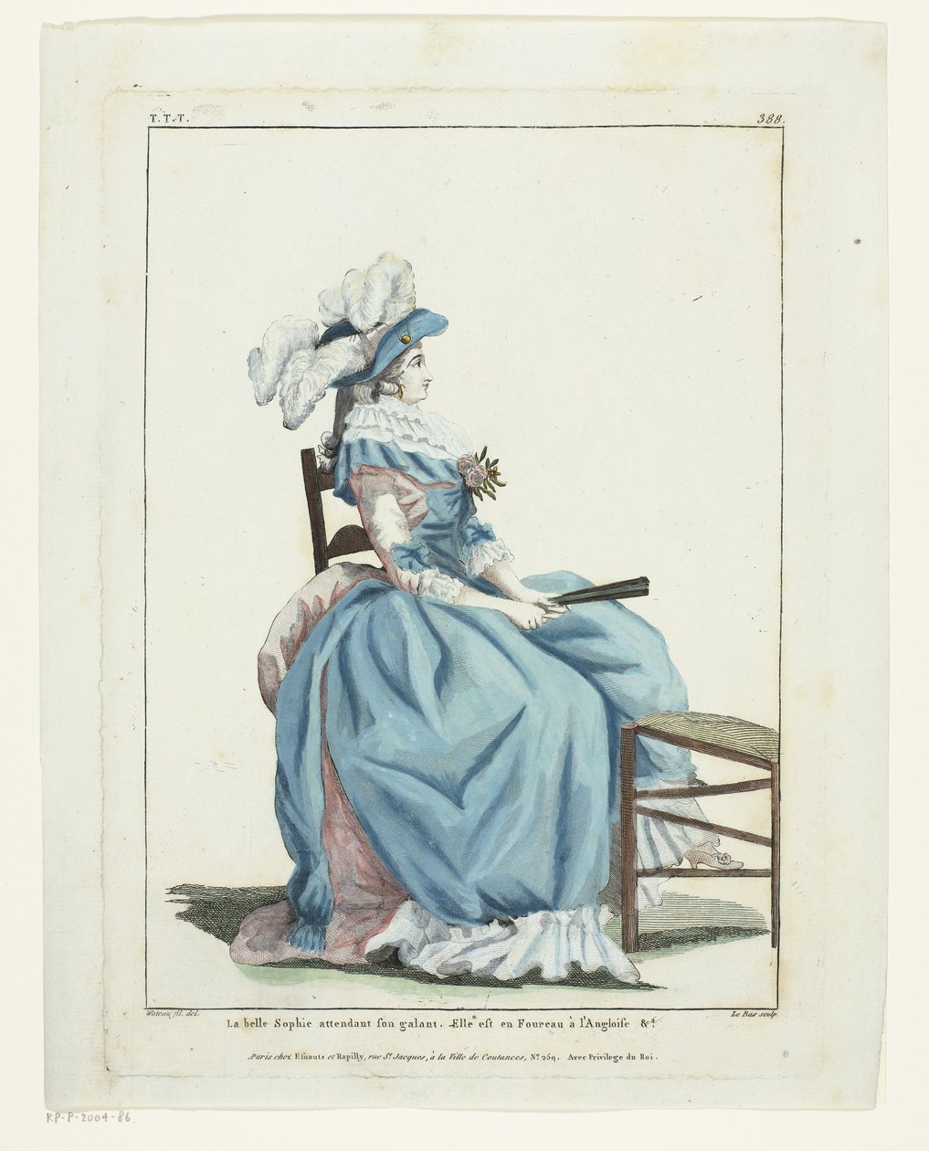 Galeria de Modas e Trajes Franceses 1787, TTT.388: A bela Sophie esperando... de Hippolyte Le Bas