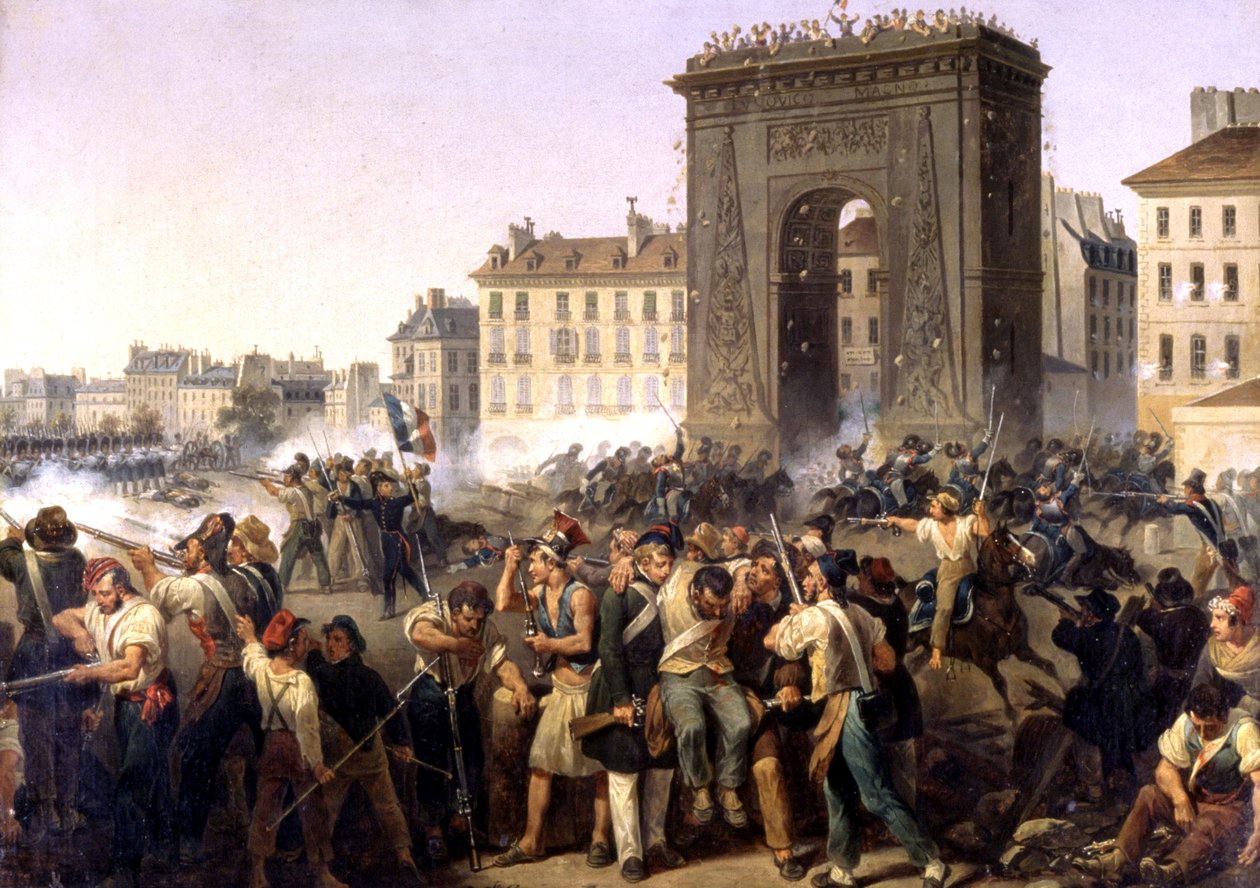 Assalto no portão de Saint Denis, pintura 1830 de Hippolyte Lecomte