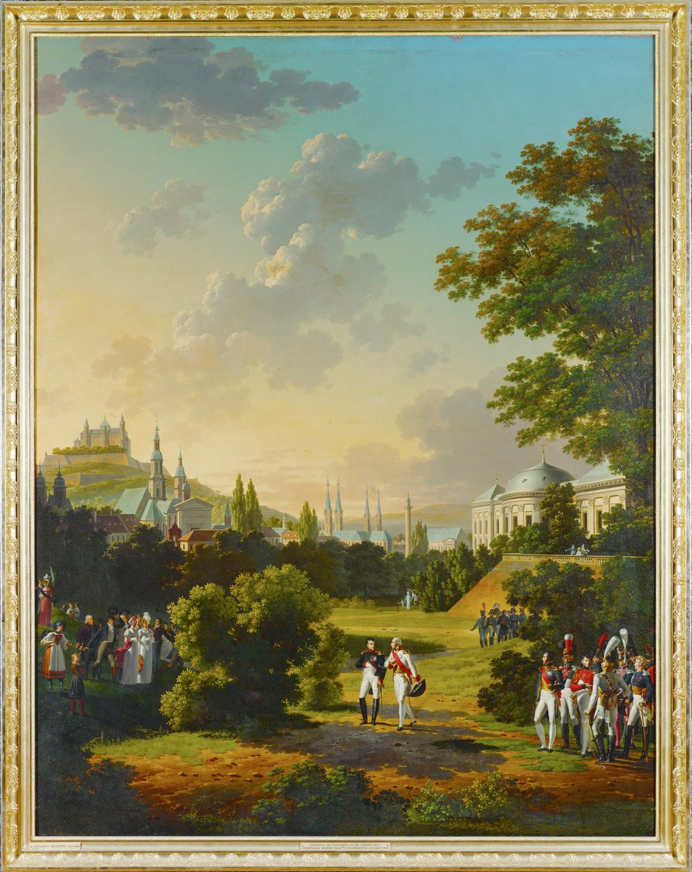 Encontro entre Napoleão I e o Grão-Duque Fernando José em Wuerzburgo, Alemanha ... de Hippolyte Lecomte