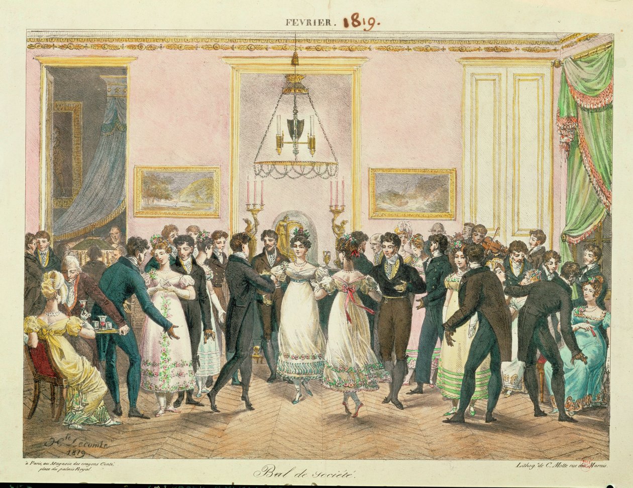 Bola da sociedade ... (litografia) de Hippolyte Lecomte
