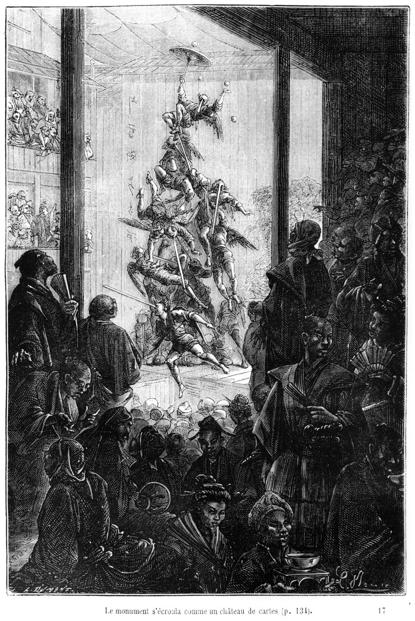 Uma feira na China, ilustração de "Ao redor do mundo em oitenta dias", de Jules Verne (1828-1905), no final do século XIX de Hippolyte Leon Benett