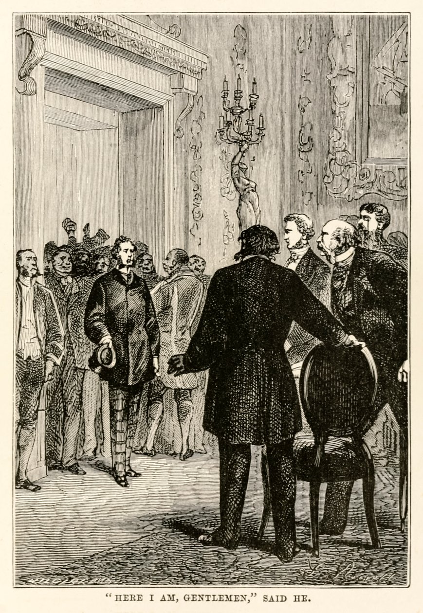 Aqui eu sou senhores, disse ele, de Volta ao Mundo em Oitenta Dias por Jules Verne (1828-1905) gravado por Henri-Théophile Hildebrand (1824-97), 1873 de Hippolyte Leon after Benett