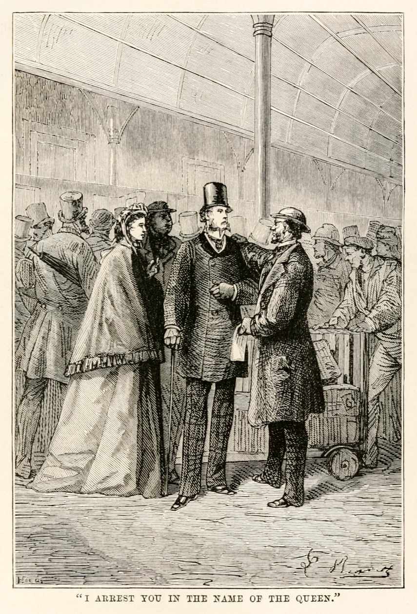 Eu te prendo em nome da Rainha, de Volta ao Mundo em Oitenta Dias por Jules Verne (1828-1905), 1873 de Hippolyte Leon after Benett