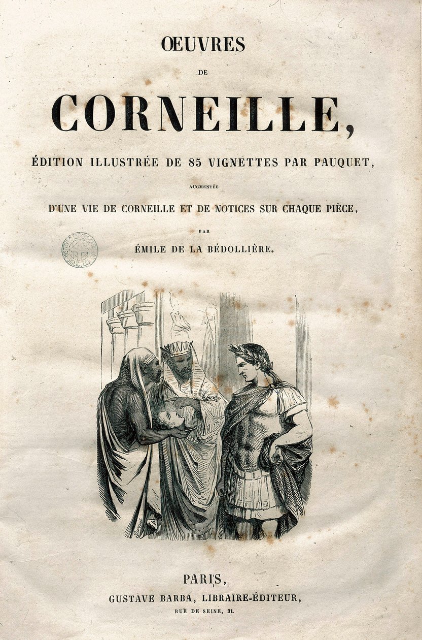 Frontispício das Obras de Pierre Corneille (1606-1684), edição de 1864 (gravura) de Hippolyte Louis Pauquet