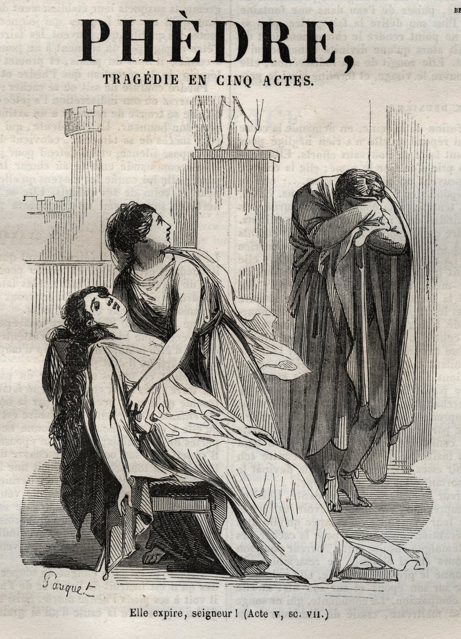 Phedre, de Jean Racine (1639-1699 - gravura em "Obras de Jean Racine" ilustrada por Pauquet e nota de Emile de La Bedolliere - 1851 de Hippolyte Louis Pauquet