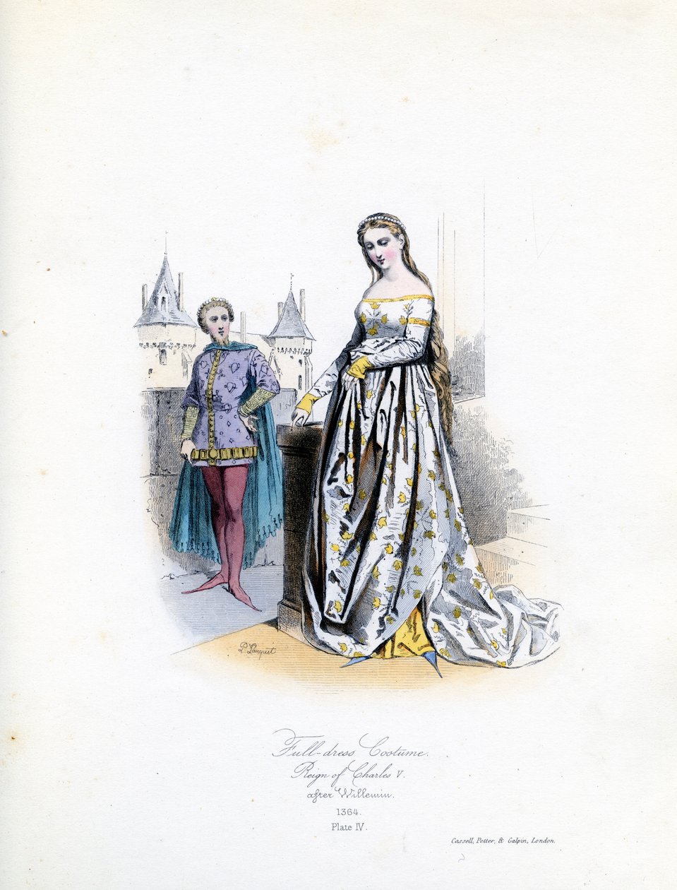 Mulher nobre de vestido cheio de Hippolyte Louis and Polydore Pauquet