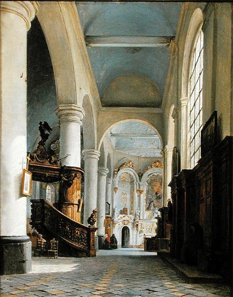 Interior da Igreja de St. Denis, Saint-Omer, 1835 de Hippolyte Victor Valentin Sebron
