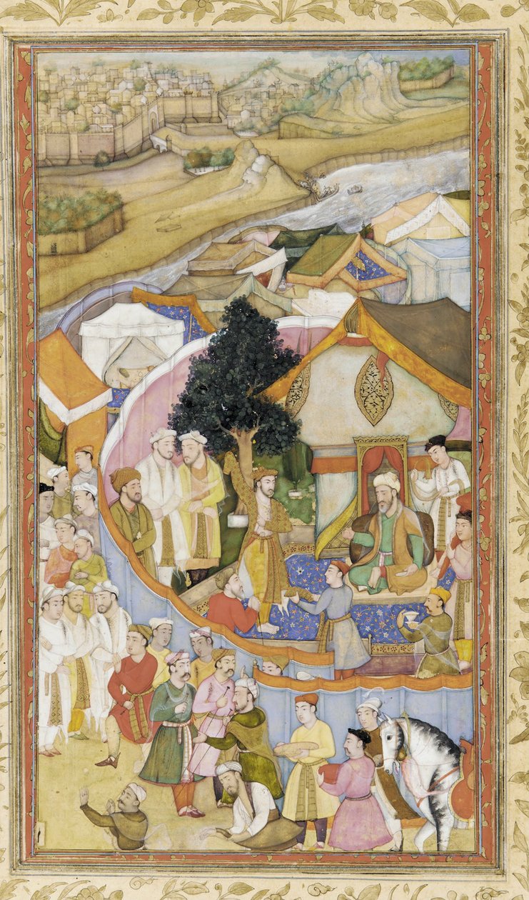 Daud recebe uma túnica de honra do projeto Munim Khan de The Akbarnama, ca 1604 de Hiranand